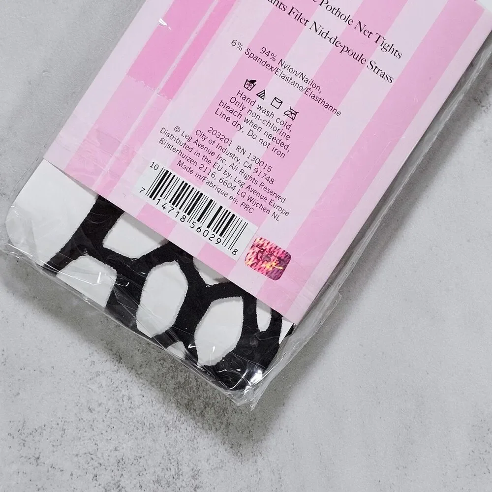 Leg Avenue Black Rhinestone Pothole Fishnet Tights, One Size